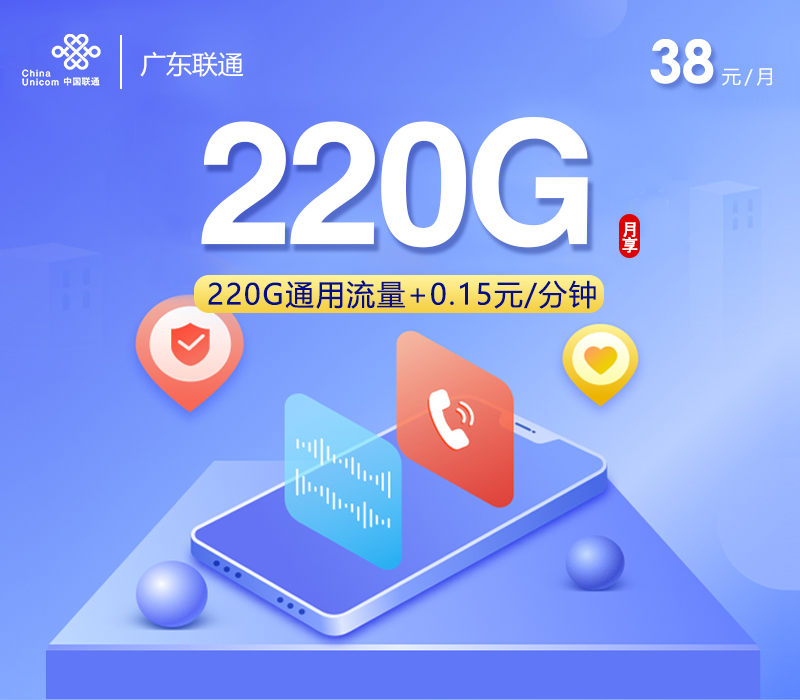 广东联通【38元220G】