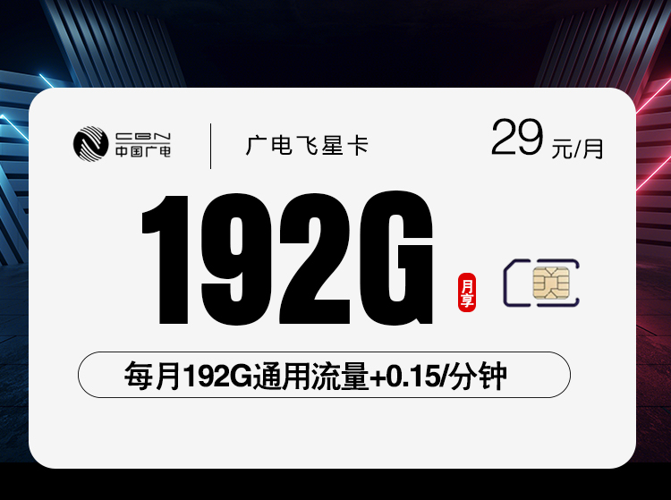 广电飞星卡【29元192G】
