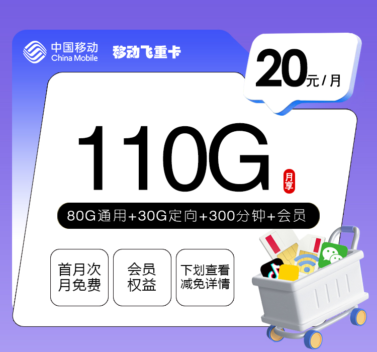 移动飞重卡【20元110G+300分钟+会员】