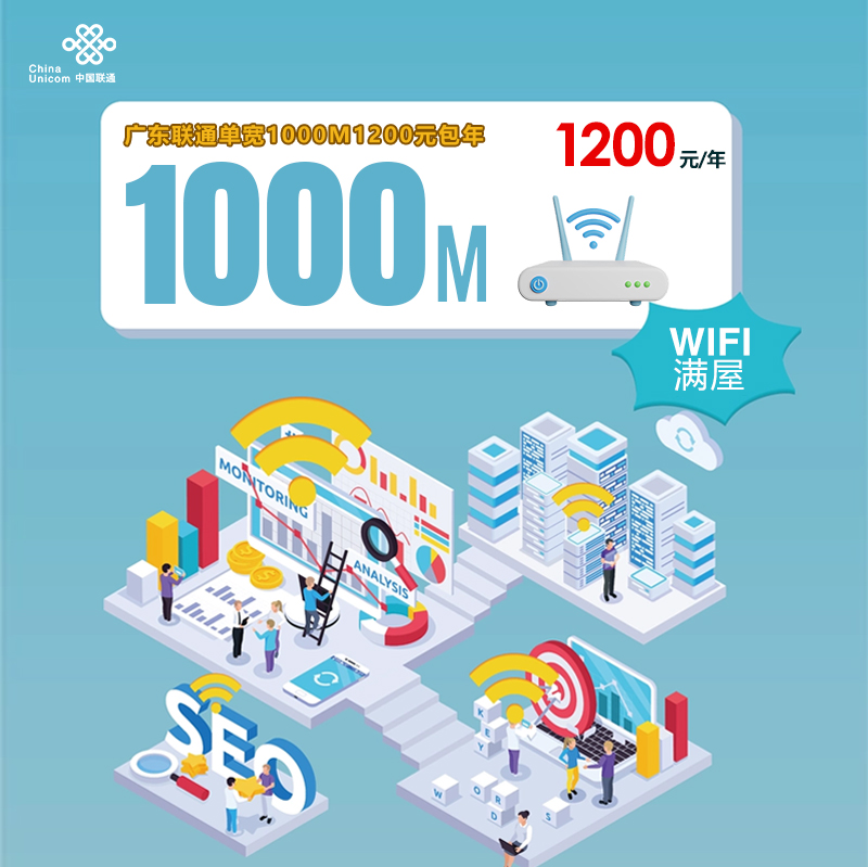 广东联通单宽1000M1200元包年